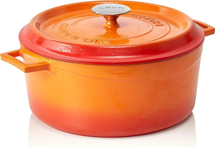 Produktbild la.va Casseroles round, orange emaillierter Bräter, Gusseisen (29 cm, Bräter + Schmortopf, Gusseisen)