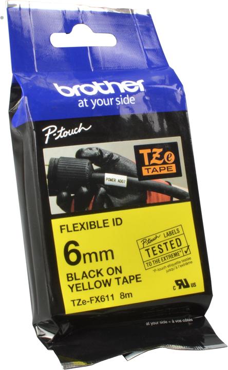 Actual product image Brother Tze-Fx611 (0.60 cm, Yellow, Black)