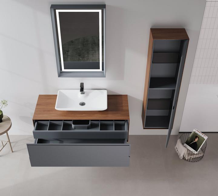 Actual product image Homitis Craft 120 Bathroom Cabinet With Sink & Mirror Set (2 Pieces)