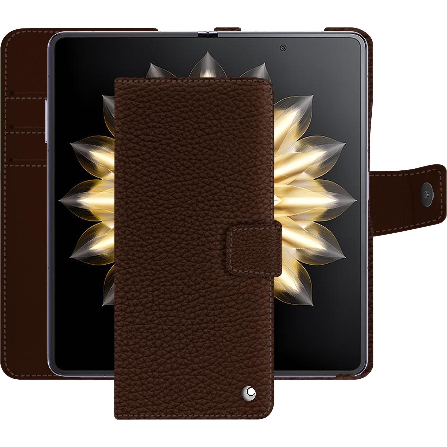 Noreve Lederschutzhülle Honor Magic V2 (Honor Magic V2), Smartphone Hülle, Braun