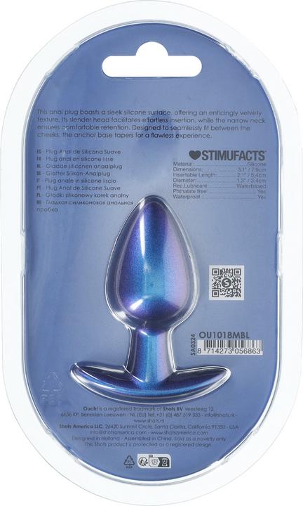 Produktbild Ouch! Glatter Silikon Anal Plug - Medium - 3.1 / 7,9 cm - Metallic Blau