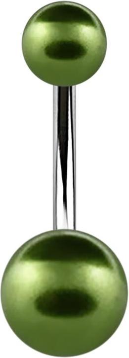 Actual product image Star Piercing Banana silver with two green beads (without brass, Surgical steel 316L)