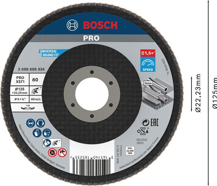 Produktbild Bosch Professional Zubehör PRO X571 Fächerschleifscheibe (80)