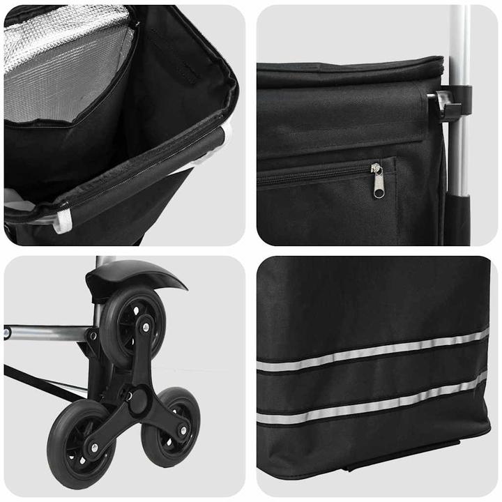 Produktbild VidaXL Einkaufstrolley mit Treppensteiger Schwarz 40 L