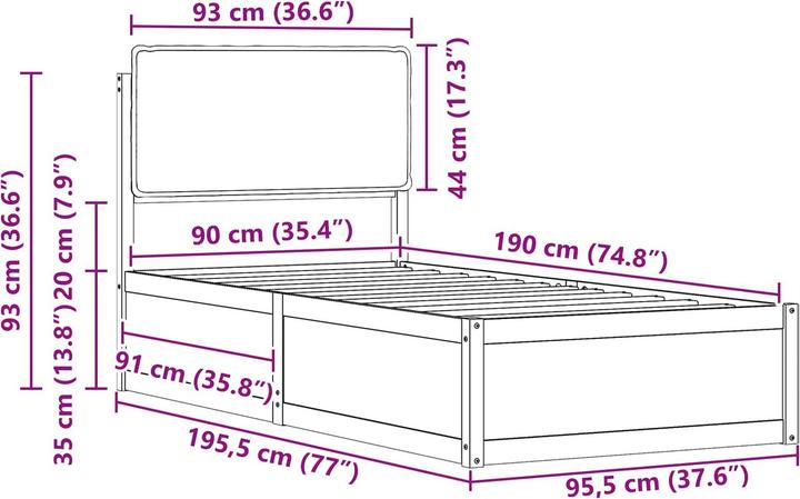 Image du produit vidaXL Bettrahmen (90 x 190 cm)