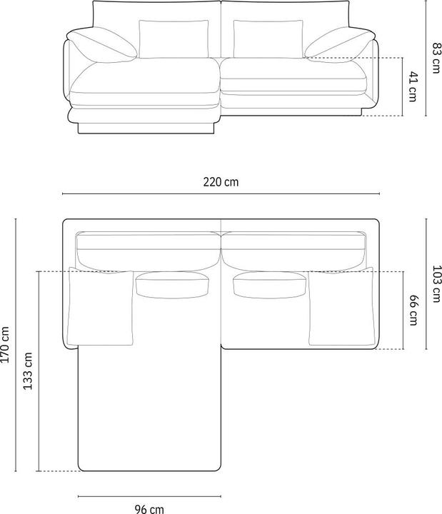 Actual product image Micadoni Left Corner Sofa, "Torino", 3 Seats, 220x170x83 Made in Europe (Corner sofa)