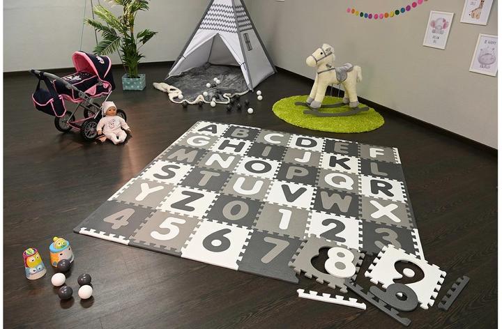 Produktbild Knorrtoys Puzzlematte - "Alphabet + Zahlen" grau-weiss (180 x 180 cm)
