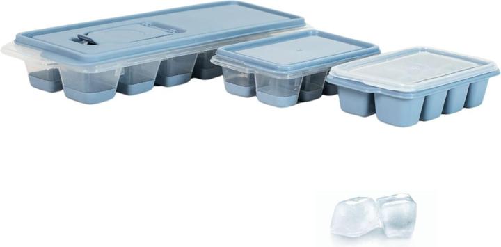 Produktbild B-Home 3er-Set Eiswürfelbehälter mit Deckel Eiswürfelformen