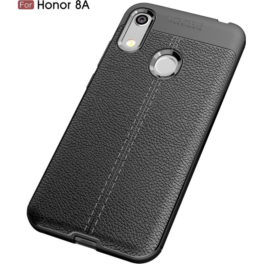 Thumbnail - Screenguard Honor 8A Hülle Leather Design TPU Cover (Honor 8A), Smartphone Hülle, Schwarz