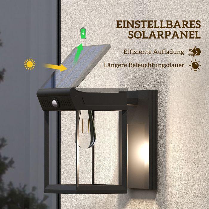 Actual product image Swisshandel24 Solar wall light LED outdoor light garden light warm white adjustable light sensor IP44 black (160 lm, IP44)