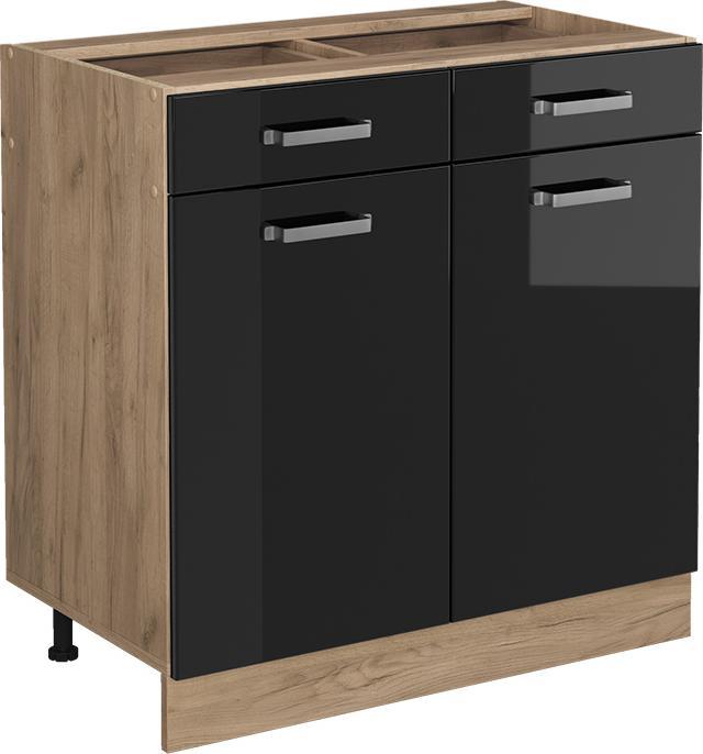 Goldkraft Eiche, Schwarz, Schwarz Hochglanz