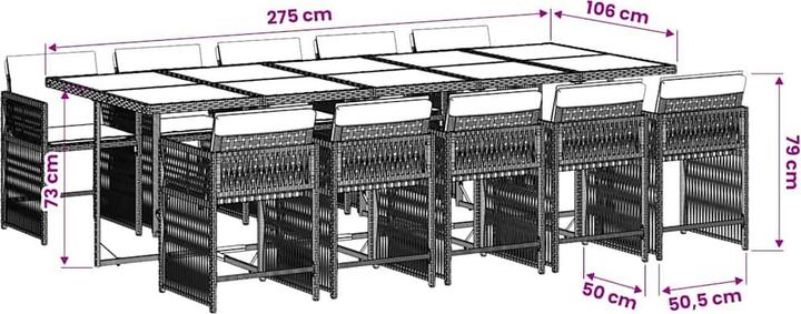 Produktbild vidaXL Garten Essgruppe (275 x 106 x 73 cm)