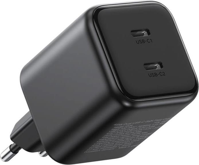 Actual product image Ugreen - Wall Charger X526 (65058) - 2x USB-C, GaN, Fast Charger, 45W - Black (45 W, 2 ports)