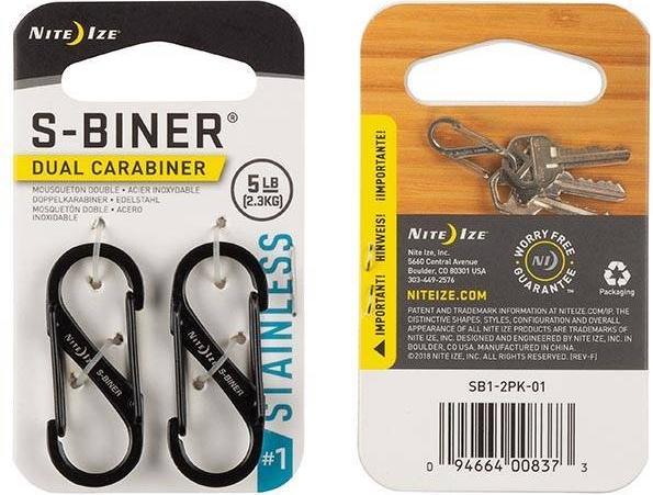 Produktbild Nite Ize Karabiner S-Biner Dual #1 Edelstahl 2 Stück (SB1-2PK-01)