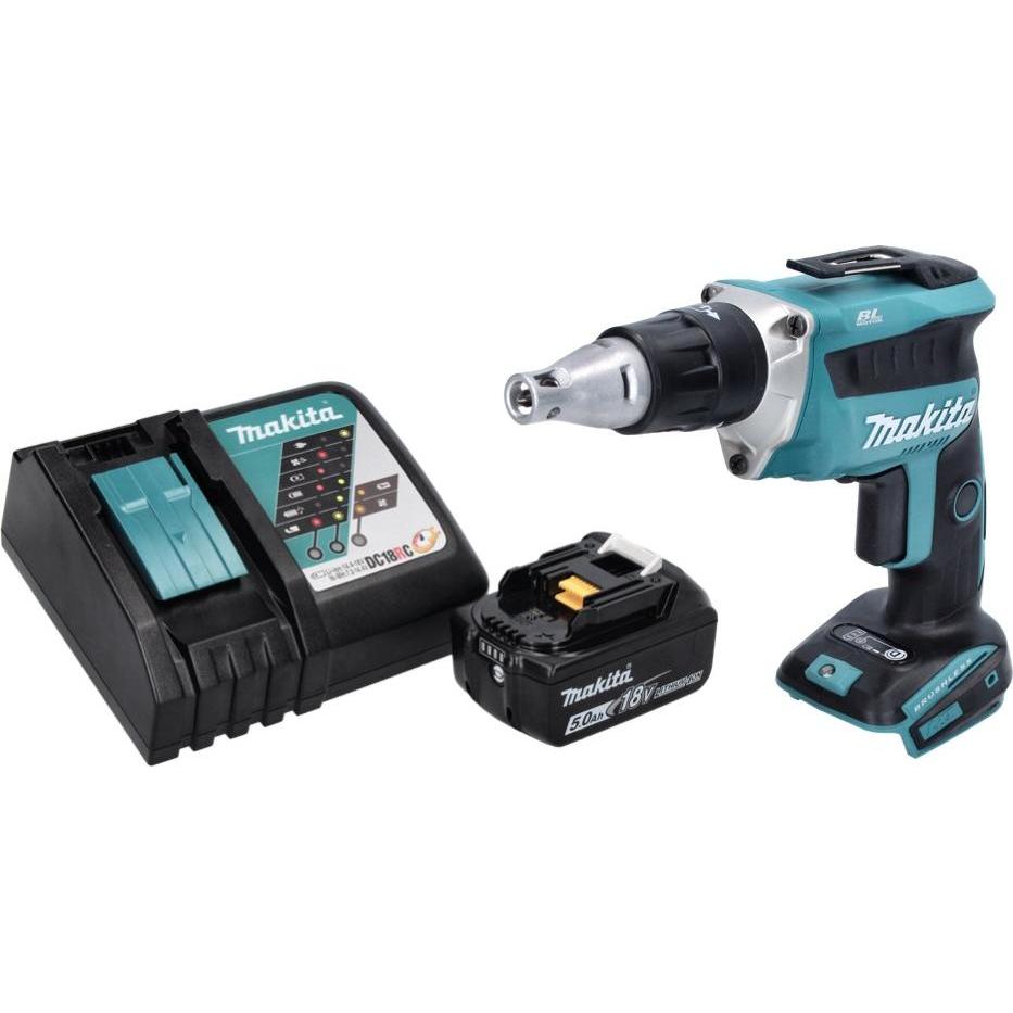 Thumbnail - Makita, Bohrmaschine + Akkuschrauber, DFS 452 RT1 Akku Schnellbauschrauber 18 V Brushless + 1x Akku 5,0 Ah + Ladegerät (...