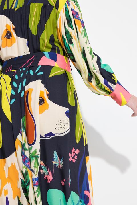 Produktbild Ulla Popken Maxikleid, A-Linie, Bubikragen, Langarm, Taschen (50, 52)