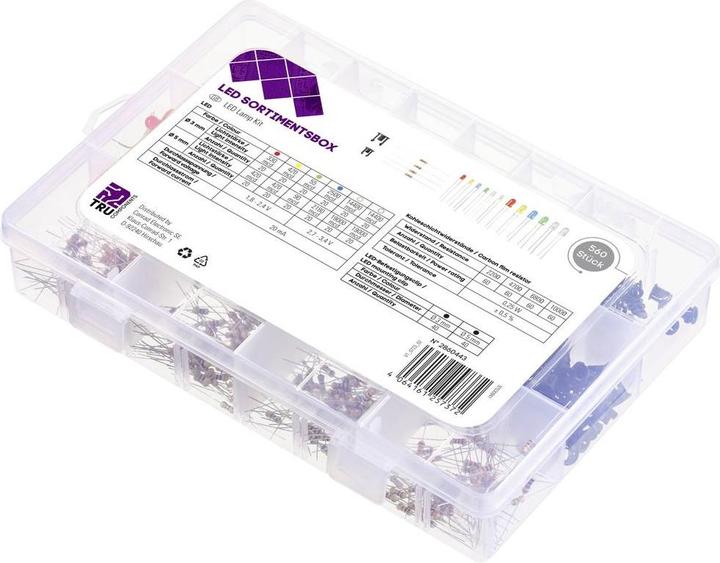 Image du produit Tru Components LED câblées rouge, jaune, bleu, jaune-vert, blanc chaud, blanc froid rond 55 mcd, 330 mcd