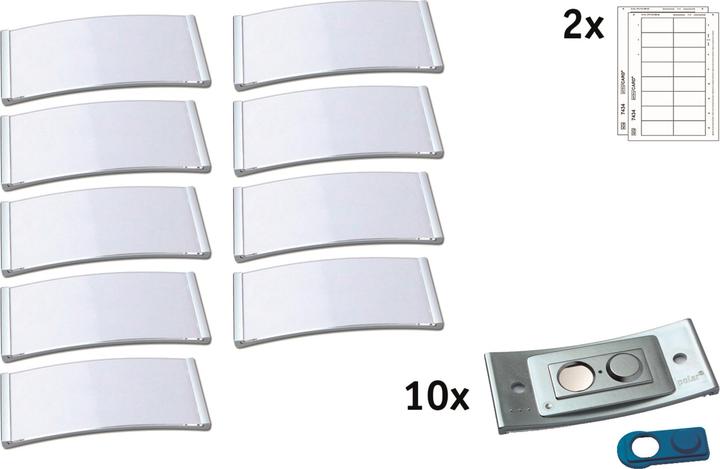 Actual product image Badgepoint POL35MA66-10DR Name badges, 74 x 34 mm, metal-coloured