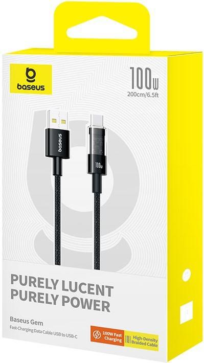 Productafbeelding Baseus Gem USB A naar USB C snellaadkabel 2 m 100 W zwart (2 m, 100 W)