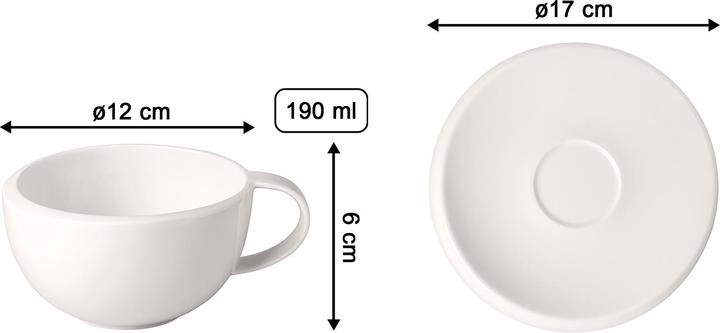 Actual product image Villeroy & Boch NewMoon Kaffeetassen mit Untertassen (190 ml, 6x)