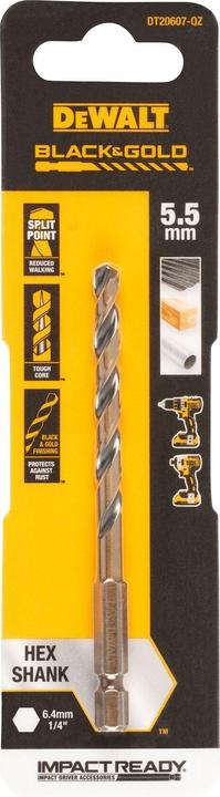 Actual product image DeWalt DT20607QZ HSSG metal twist drill 1 piece 5.5 mm total length 98 mm cor (5.5 mm)