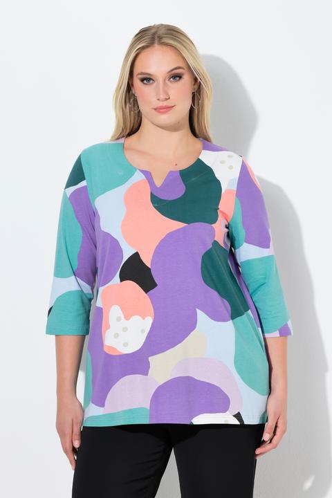 Actual product image Ulla Popken Pastel Clouds Split Neck Tee (50, 52)