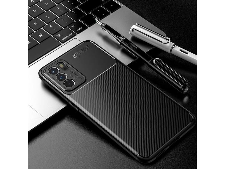 Actual product image Screenguard Oppo Reno6 Pro 5G (MediaTek) Cover Carbon Design TPU Case (Oppo Reno 6 Pro 5G (MediaTek))