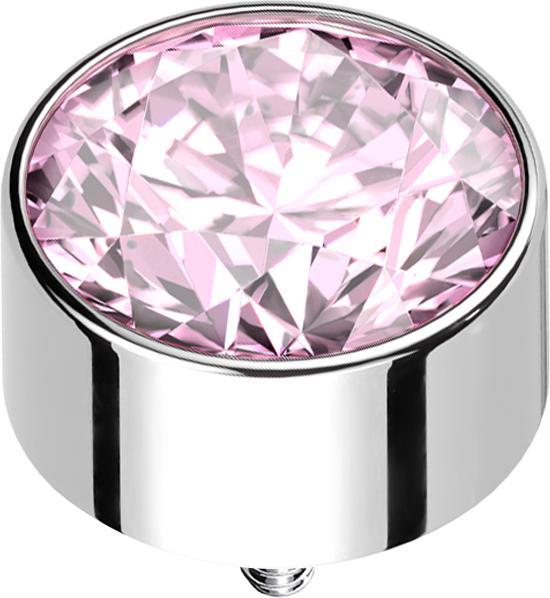Actual product image Star Piercing Dermal Anchor cylinder high silver with crystal pink (Titanium, without brass)
