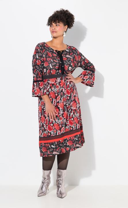 Produktbild Miamoda Jerseykleid, Musterstreifen, 3/4-Ärmel mit Volant (50)