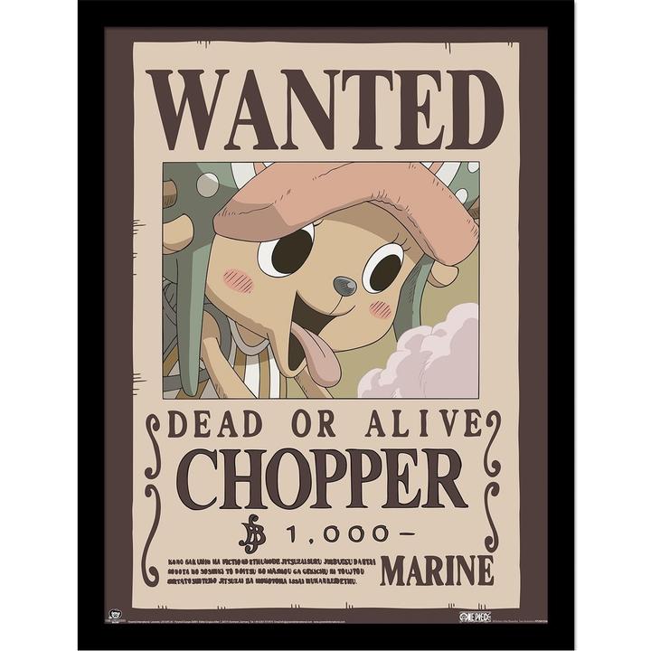 One Piece - Poster encadré motif Tony Tony Chopper WANTED (30 x 40 cm)