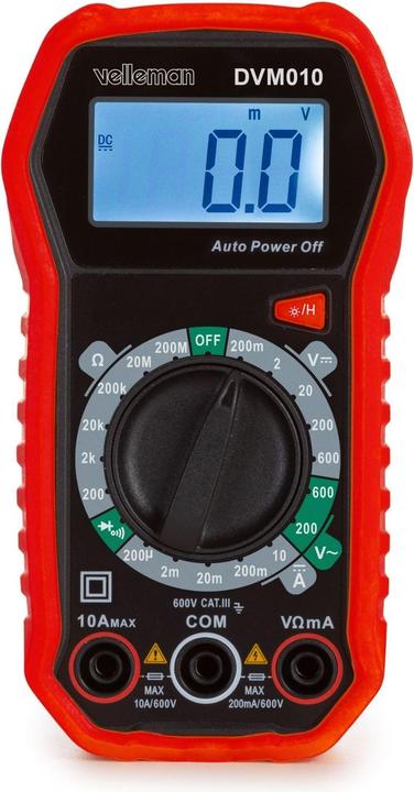 Produktbild Velleman Kompaktes, robustes Digitalmultimeter - CAT III - 600 V - 5 Funktionen (CAT III 300V, CAT III 600V, Hand-Multimeter)