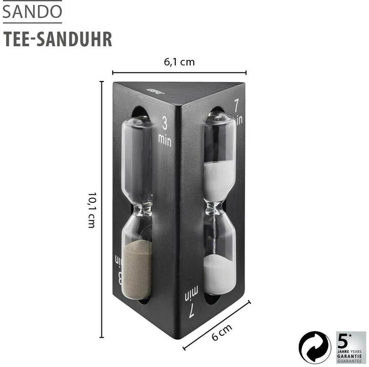 Produktbild GEFU Tee-Sanduhr Sando Schwarz/Transparent, Materialtyp: Glas