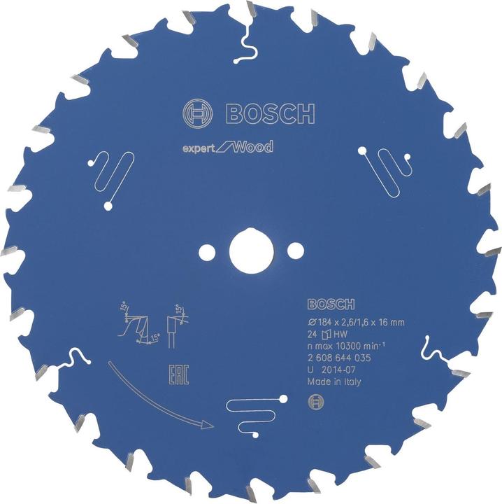 Produktbild Bosch Professional Zubehör Kreissägeblatt Expert for Wood, 184 x 16 x 2,6 mm, 24
