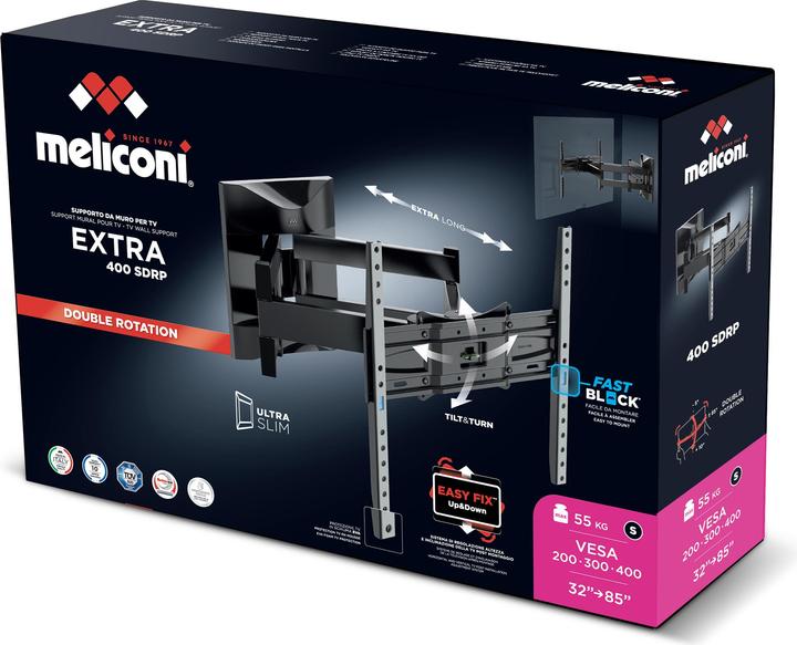 Immagine prodotto Meliconi Extra 400SDRP Plus 2,16 m (85') Nero (Muro, 85", 55 kg)