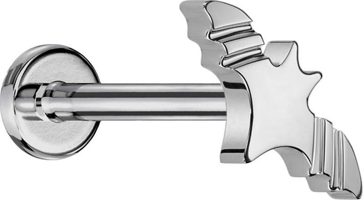 Actual product image Star Piercing Micro labret internal thread silver Basic bat silver (Titanium, without brass)