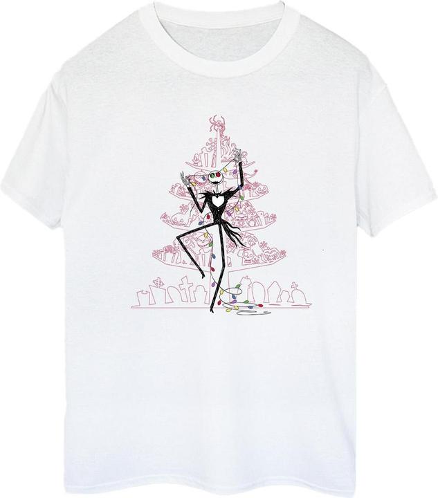 Actual product image Disney Womens/Ladies The Nightmare Before Christmas Tree Pink Cotton Boyfriend T-Shirt (3XL)