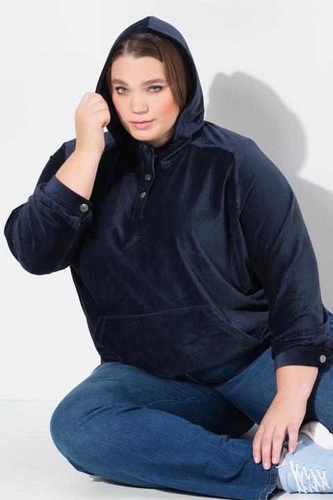 Produktbild Ulla Popken Cord-Hoodie, Oversized, Kapuze, Langarm, Gummisaum (56)