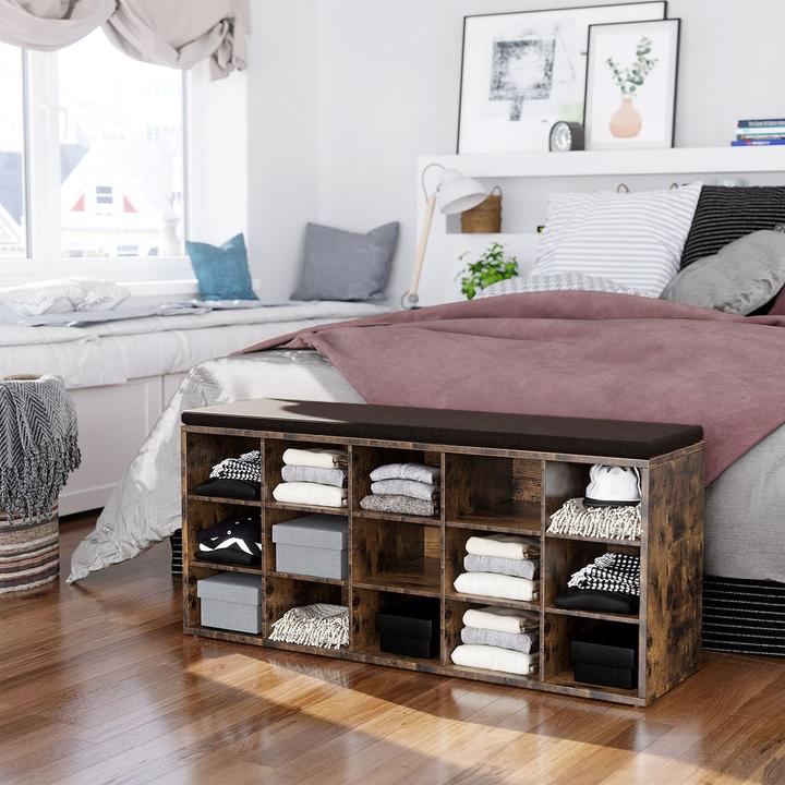 Produktbild Vasagle Schuhbank LHS15BX braun, schwarz Holz 105,0 cm (105 x 30 x 48 cm)