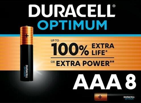 Duracell Baterijos Optimum, AAA, 8 vnt. (8 Stk., AAA)