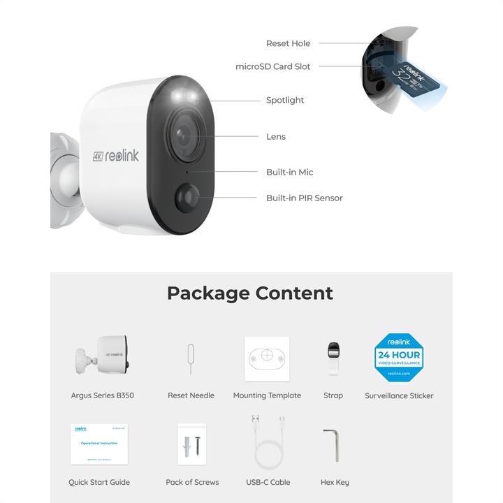 Image du produit Reolink Argus Series B350 (3840 x 2160 pixels)