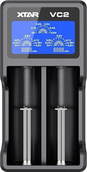 Actual product image Xtar VC2 Micro USB Charger, Li-Ion, 2 slot, LCD Display (1 pcs., AAA, Battery + charger)