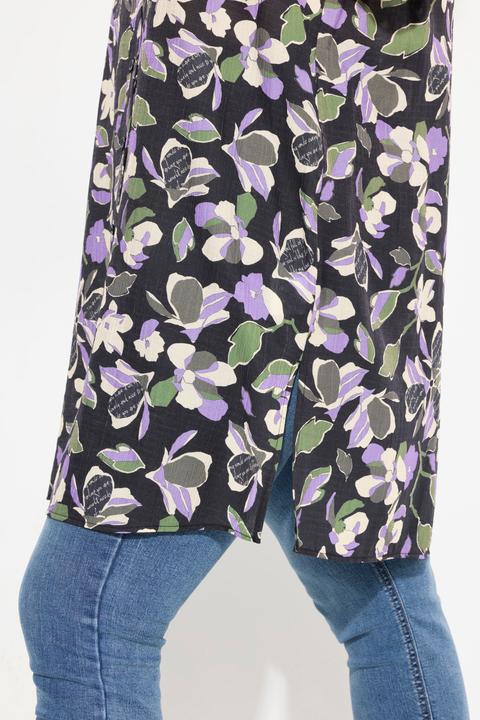 Actual product image Ulla Popken Floral Button-Down Long Sleeve Tunic Dress (42, 44)