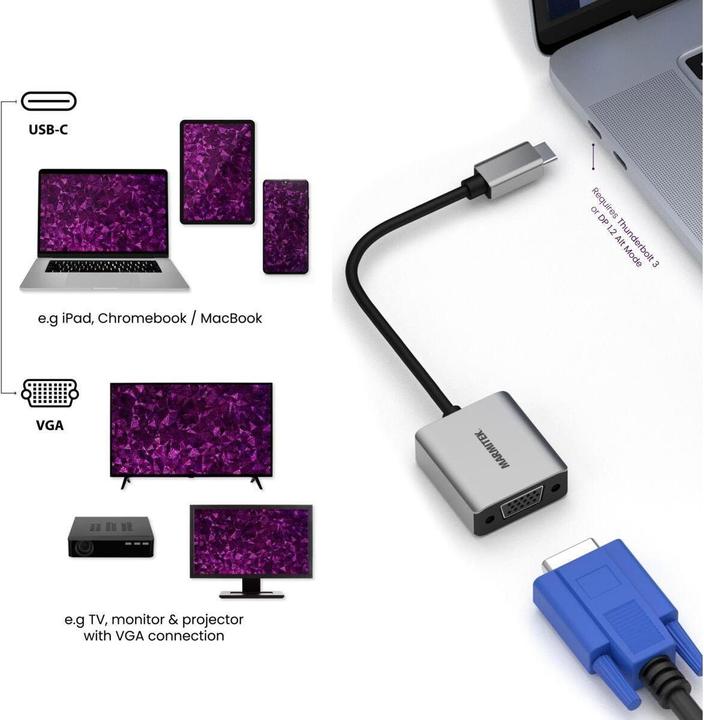 Produktbild Marmitek Adapter Connect USB-C > VGA (USB Typ-C, 15 cm)