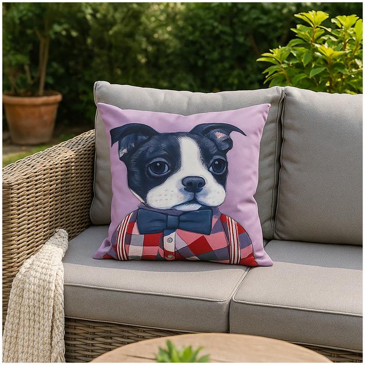 Produktbild Formano Dekokissen 45x45 Hund mit Fliege (45 x 45 cm)