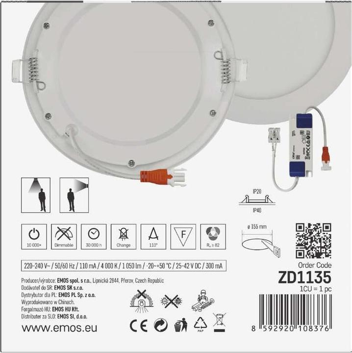Image du produit Emos Luminaire LED encastrable NEXXO, rond, blanc, 12,5W, blanc neutre (1050 lm)
