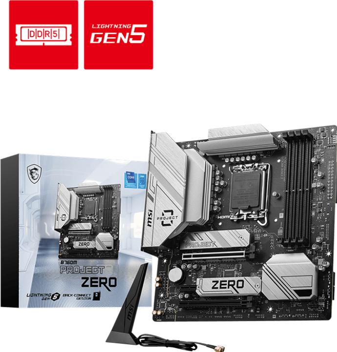 Image du produit MSI B760M PROJECT ZERO (B760,S1700,mATX,DDR5) (LGA 1700, Intel B760, mATX)