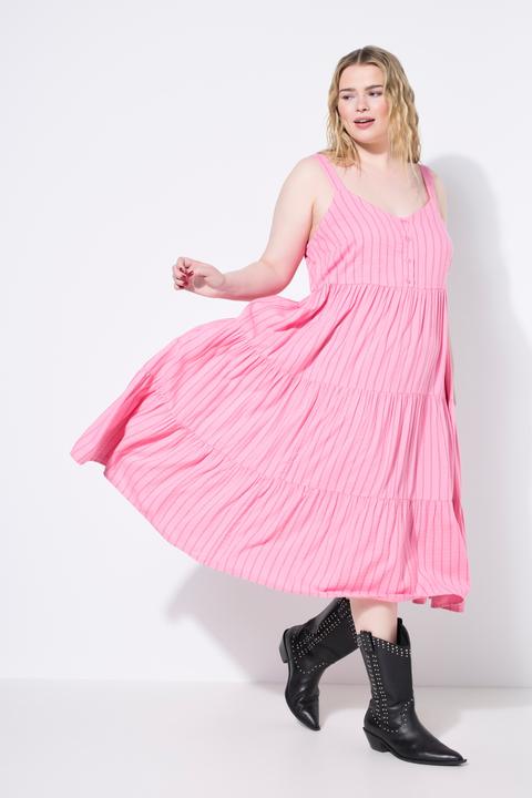 Actual product image Studio Untold Striped Linen Blend Flounce Panel Dress (46, 48)