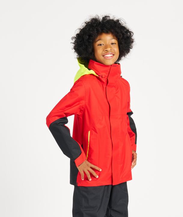 Produktbild Tribord Regenjacke Segeljacke Kinder wasserdicht winddicht - Sailing 300 rot/gelb (122)