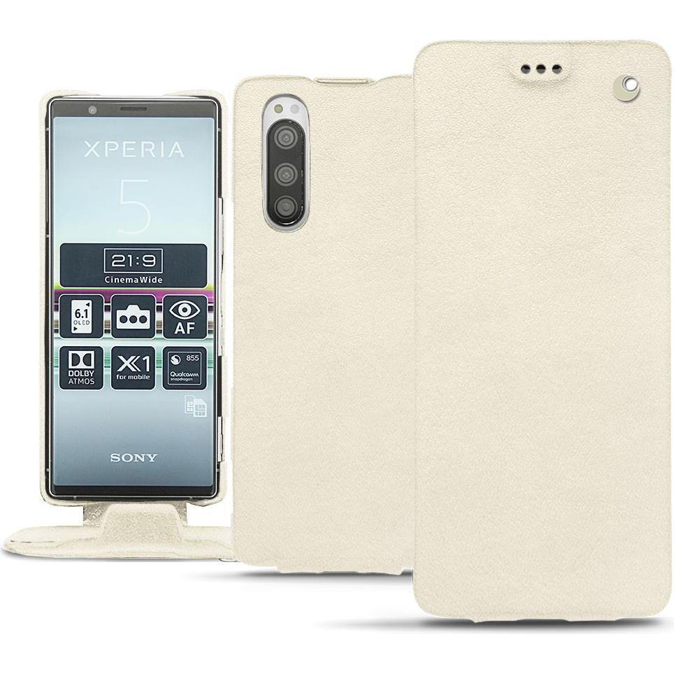 Noreve Lederschutzhülle vertikal (Sony Xperia 5), Smartphone Hülle, Weiss