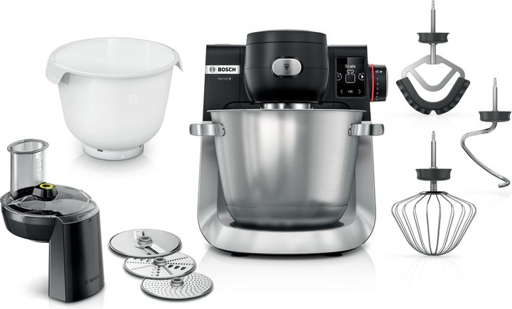 1 robot da cucina, Battitore, 1 x ciotola in acciaio inox, Gancio, Frusta, 1 x ciotola di plastica
